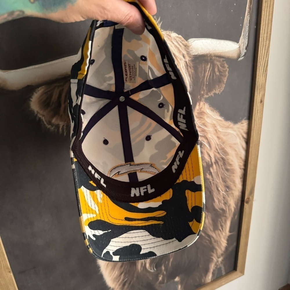 San Diego Chargers y2k NFL flexfit hat cap camo yellow white - Picture 6 of 7
